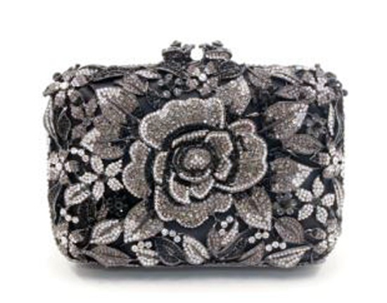 *Rare Exquisite Swarovski Crystal Element Handbag by Christal Couture "Diana - Black/Grey/Silver" -