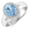 APP: 7k Gorgeous 14K White Gold 1.21CT Oval Cut Aquamarine and White Diamond Ring - Great Investment