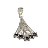APP: 0.6k Fine Jewelry 0.50CT Square Cut Blue Sapphire And Sterling Silver Pendant