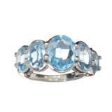 APP: 0.4k Fine Jewelry 5.42CT Oval Cut Blue Topaz And Sterling Silver Ring