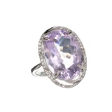APP: 1.1k Fine Jewelry 11.50CT Purple Amethyst And White Sapphire Sterling Silver Ring
