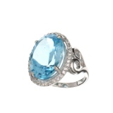 APP: 1.2k Fine Jewelry 14.35CT Blue Topaz And White Sapphire Sterling Silver Ring