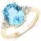 APP: 1.8k 10KT Yellow Gold 4.00CT Swiss Blue Topaz and White Topaz Ring -Great Investment- (Vault_Q)