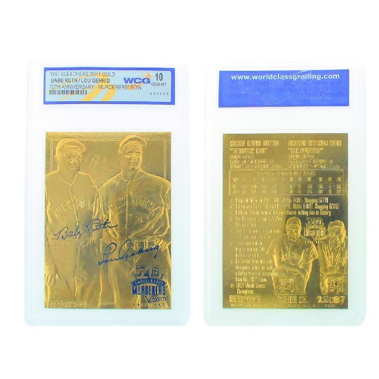 Rare Ruth/Gehrig 23kt. Gold 70th Anniversary Card Grated Gem – MT 10 – Great Investment