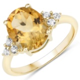APP: 1.7k 10KT Yellow Gold 2.80CT Citrine and White Topaz Ring -Great Investment- (Vault_Q) (QR3580C