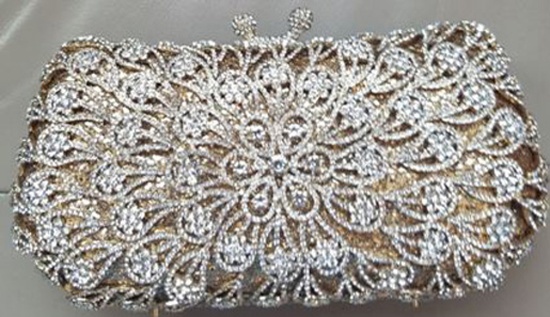 *Rare Exquisite Swarovski Crystal Element Handbag by Christal Couture -Perfect Accent - Gold - Great