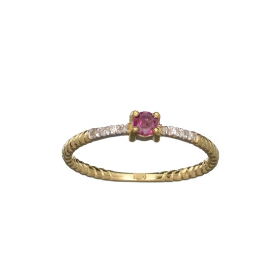 APP: 0.5k Fine Jewelry 14KT. Gold, 0.23CT Red Ruby And Diamond Ring