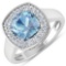 APP: 8.7k Gorgeous 14K White Gold 1.41CT Cushion Cut Aquamarine and White Diamond Ring - Great Inves