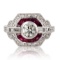 APP: 8.5k 0.58ct Diamond and 1.06ctw Ruby Platinum Ring (1.1ctw Diamonds) (Vault_R15_45160)