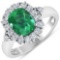 APP: 13.9k Gorgeous 14K White Gold 1.61CT Cushion Cut Zambian Emerald and White Diamond Ring - Great
