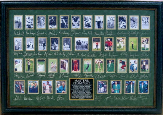 *Rare Golf Masters Champions Museum Framed Collage - Plate Signed