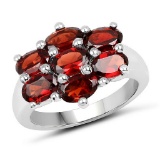 3.57 Oval Cut Garnet .925 Sterling Silver Ring