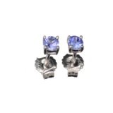 APP: 0.6k Fine Jewelry 0.50CT Round Cut Tanzanite And Platinum Over Sterling Silver Earrings