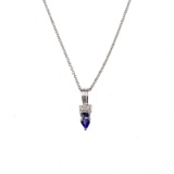 Fine Jewelry Designer Sebastian 0.45CT Tanzanite And Topaz Sterling Silver Pendant W Chain