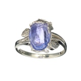 Fine Jewelry Designer Sebastian 3.60CT Cabochon Tanzanite And White Topaz Sterling Silver Ring