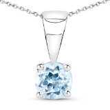 0.60 Round Cut Blue Topaz .925 Sterling Silver Pendant