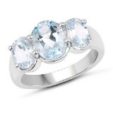 4.40 Oval Cut Blue Topaz .925 Sterling Silver Ring