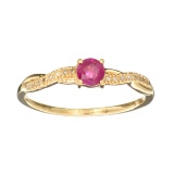 Designer Sebastian 14KT. Gold 0.43CT Round Cut Ruby and 0.05CT Round Brilliant Cut Diamond Ring