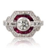 APP: 8.5k 0.58ct Diamond and 1.06ctw Ruby Platinum Ring (1.1ctw Diamonds) (Vault_R15_45160)