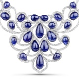 APP: 8.9k 161.28CT Pear Cut Sapphire Silver Necklace - Great Investment - Divine Piece! -PNR-
