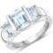 3.21 Octagon Cut Blue Topaz .925 Sterling Silver Ring