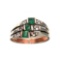 APP: 0.5k Fine Jewelry Designer Sebastian 0.63CT Green Emerald and White Topaz Sterling Silver Ring