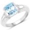 2.08 Cushion Cut Blue Topaz and White Topaz .925 Sterling Silver Ring