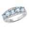 2.57 Oval Cut Blue Topaz and White Topaz .925 Sterling Silver Ring