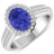 APP: 7.4k Gorgeous 14K White Gold 1.31CT Oval Cut Tanzanite and White Diamond Ring - Great Investmen