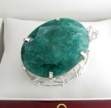 APP: 12.8k Fine Jewelry Designer Sebastian 310.49CT Oval Cut Emerald and Sterling Silver Pendant