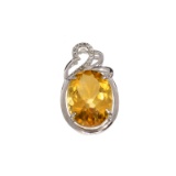 APP: 0.8k Fine Jewelry 10.70CT Citrine And White Sapphire Sterling Silver Pendant