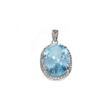 APP: 1.1k Fine Jewelry 14.30CT Blue Topaz And White Sapphire Sterling Silver Pendant