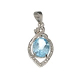 APP: 0.6k Fine Jewelry 3.30CT Blue Topaz And White Sapphire Sterling Silver Pendant