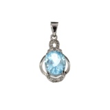 APP: 0.5k Fine Jewelry 4.55CT Blue Topaz And White Sapphire Sterling Silver Pendant