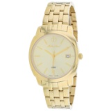 Mathey Tissot Women's Smart Round Stainless Steel Case Gold Dial Sapphire Push/Pull Quartz Watch (Va