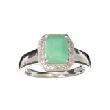 APP: 0.8k Fine Jewelry 1.73CT Green Emerald And White Sapphire Sterling Silver Ring
