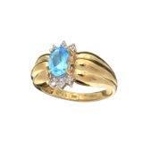 APP: 1.4k Fine Jewelry 14KT. Yellow/White Gold, Blue Topaz And Diamond Ring