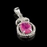 APP: 0.8k Fine Jewelry 2.77CT Ruby And Colorless Topaz Platinum Over Sterling Silver Pendant