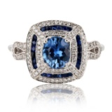 APP: 9.5k 0.93ct Blue Sapphire and 0.21ctw Diamond 18K White Gold Ring (1.29ctw Sapphire) (Vault_R15