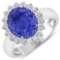 APP: 14.7k Gorgeous 14K White Gold 3.21CT Oval Cut Tanzanite and White Diamond Ring - Great Investme