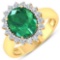 APP: 19.9k Gorgeous 14K Yellow Gold 2.81CT Oval Cut Zambian Emerald and White Diamond Ring - Great I