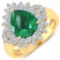 APP: 20k Gorgeous 14K Yellow Gold 2.51CT Pear Cut Zambian Emerald and White Diamond Ring - Great Inv