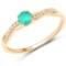 APP: 1.2k 0.23CT Round Cut Zambian Emerald and White Diamond 14K Yellow Gold Ring - Great Investment