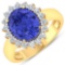 APP: 15.1k Gorgeous 14K Yellow Gold 3.21CT Oval Cut Tanzanite and White Diamond Ring - Great Investm
