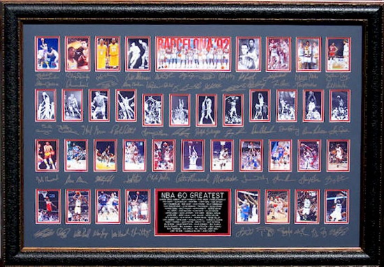 *Rare NBA 60 Greatest Museum Framed Collage - Plate Signed