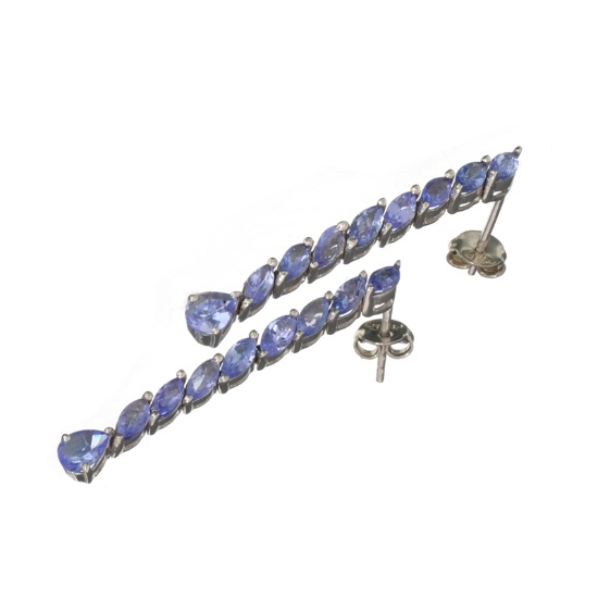 APP: 2.6k Fine Jewelry 2.56CT Mixed Cut Tanzanite And Platinum Over Sterling Silver Earrings