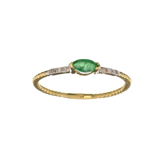 APP: 0.4k Fine Jewelry 14KT. Gold, 0.12CT Green Emerald And Diamond Ring