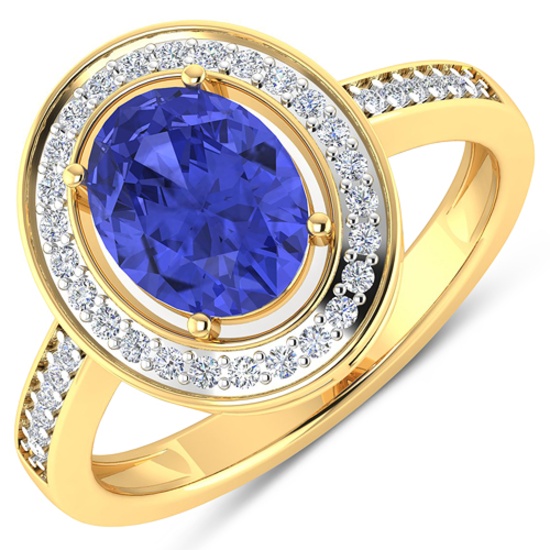 APP: 6.3k Gorgeous 14K Yellow Gold 1.31CT Oval Cut Tanzanite and White Diamond Ring - Great Investme