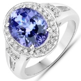 APP: 13.5k Gorgeous 14KT. White Gold 3.95 Tanzanite and Diamond Ring -PNR-