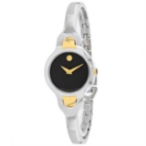 Movado Women's Kara Round Stainless Steel Case Black Dial Sapphire Push/Pull Quartz Watch (Vault_M)